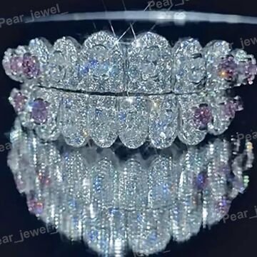 Diamond Luxe Rhodium VVS Moissanite 925 Silver Grillz