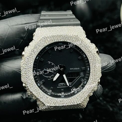 Iced Out 925 Silver Black Dial Hip Hop Statement Watch