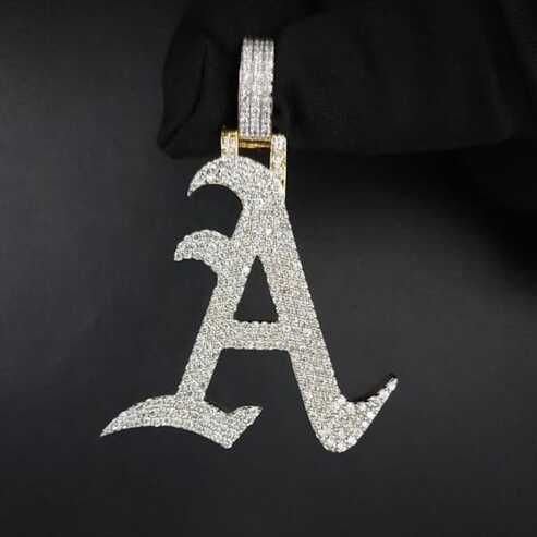 Iced Out 925 Sterling Silver VVS Moissanite Letter Pendant