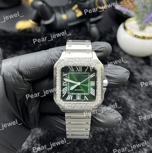 Iced Out Green Dial VVS Moissanite Hip Hop Wrist Watch