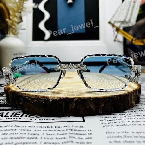 Iced Out Hip Hop Moissanite Diamond Photochromic Statement Sunglasses
