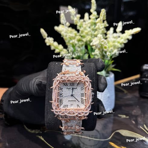 Iced Out Roman Dial Moissanite Diamond Luxury Watch