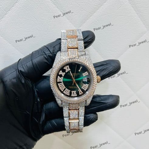 Iced Out Roman Dial Moissanite Hip Hop Luxury Wrist Watch
