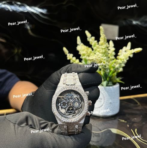Iced Out Stainless Steel VVS Moissanite Diamond Luxury Wrist Watch