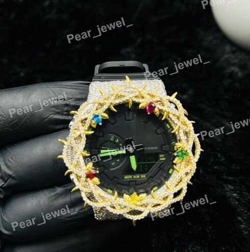 Iced Out Thorn Bezel Multi Stone Statement Watch