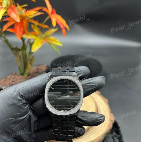 Iced Out VVS Moissanite Black Luxury Wrist Watch