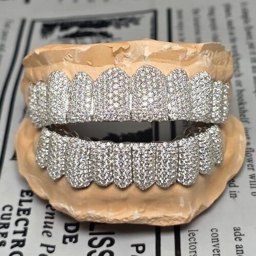 Supreme Full Set VVS Moissanite 925 Silver Hip Hop Grillz