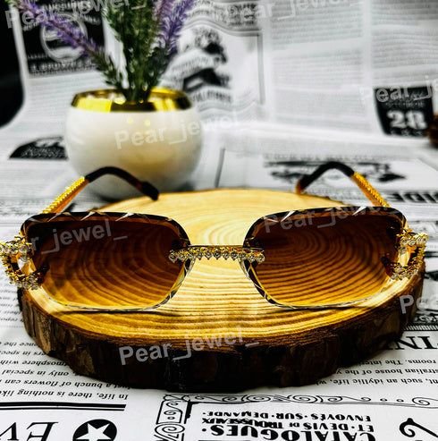 VVS Moissanite Diamond Rimless 925 Silver Statement Sunglasses