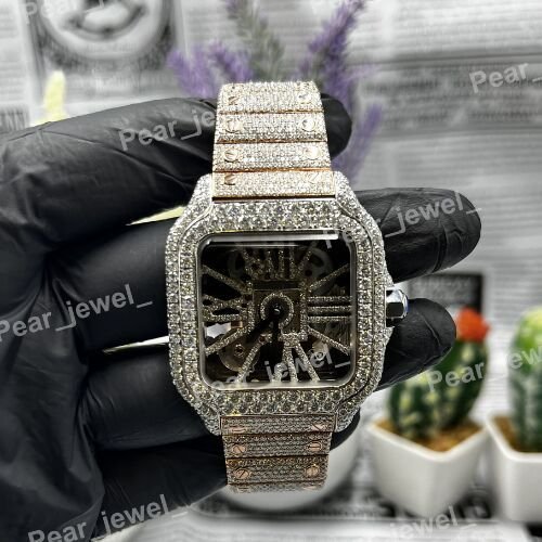 VVS Moissanite Skeleton Iced Out Square Unisex Watch