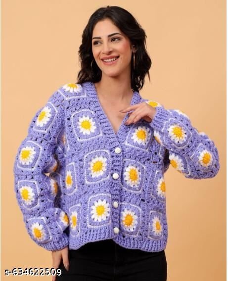Lavender Daisy Handmade Crochet Cardigan