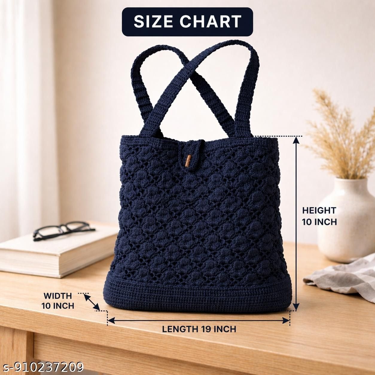 Navy Charm Handcrafted Crochet Handbag