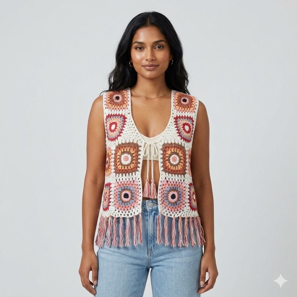 Sunset Granny Square Crochet Jacket