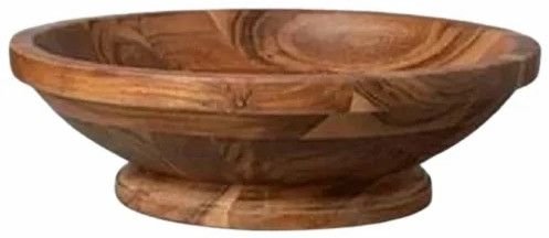 12 Inch Natural Finish Wooden Fruit Bowl
