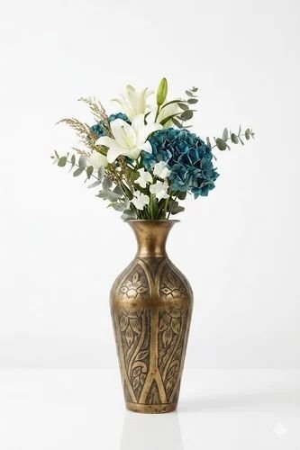 Antique Engraved Iron Flower Vase
