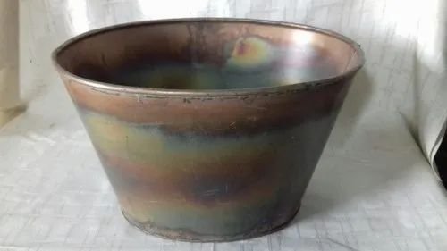 Burn Finish Oval Metal Planter
