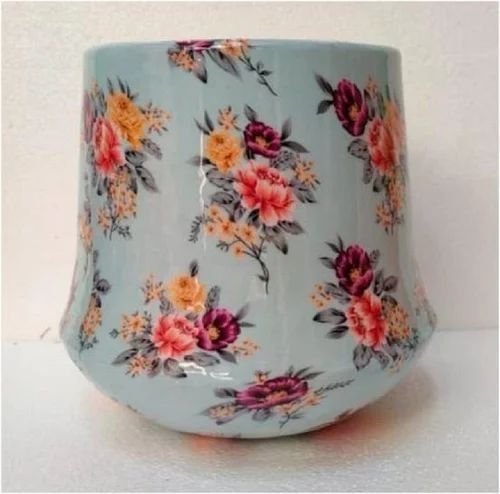 Floral Printed Iron Flower Pot
