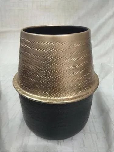 Golden Black Aluminium Flower Pot