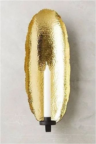 Golden Hammered Wall Candle Holder