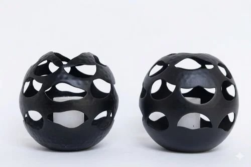 Modern Cutwork Iron Candle Holder Set
