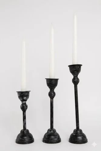 Traditional Iron Taper Candle Stand Set
