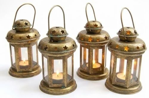 Vintage Iron Tealight Lantern Set