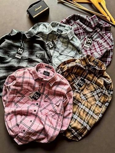 Mens Premium Plaid Cotton Casual Check Shirt
