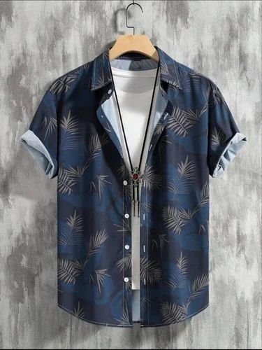 Mens Tropical Digital Print Half Sleeve Casual Shirt
