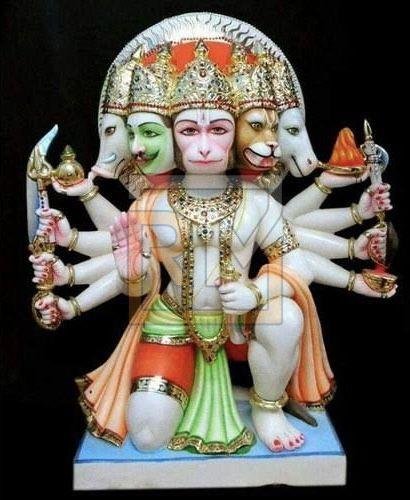 Marble Panchmukhi Sitting Hanuman Statue