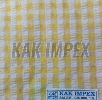 Poly Cotton Seersucker Check Fabric