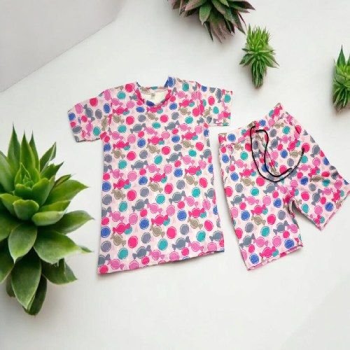 Fashionable Kids Hosiery Cotton Pink Printed Co-ord Set