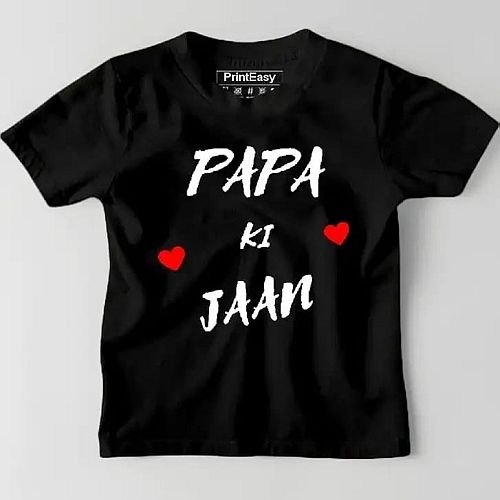 Girls Black Cotton Papa Ki Jaan T-Shirt