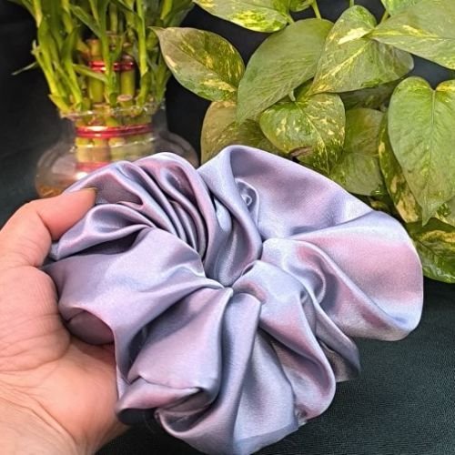 Grey Satin Hair Scrunchies