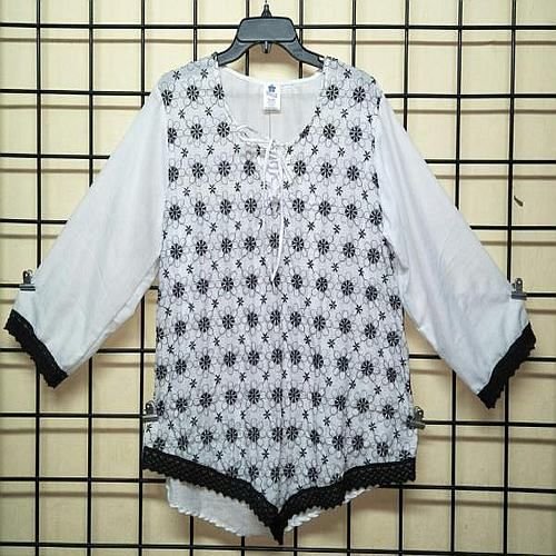 Ladies Black and White Poly Cotton Top