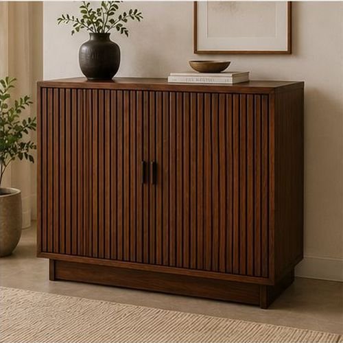 Fluted Wooden Storage Cabinet