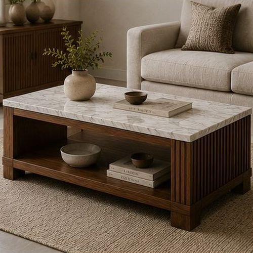 Marble Top Wooden Coffee Table