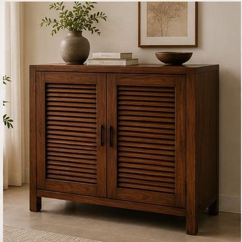 Slatted Shutter Wooden Storage Cabinet