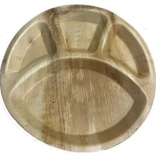 12 Inch 3 CP Round Areca Palm Leaf Plate