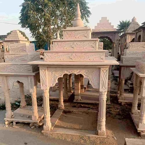 Mini Outdoor Pink Sandstone Temple