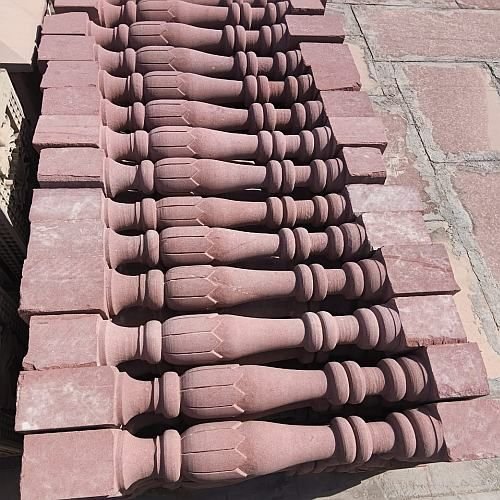 Red Sandstone Railing Pillar