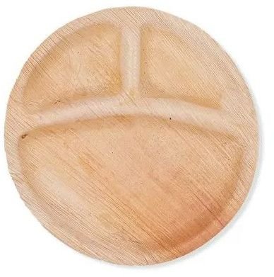 10 Inch Round Areca Leaf 3 Compartment Plates