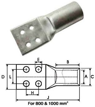Copper Four Hole Cable Terminal Ends