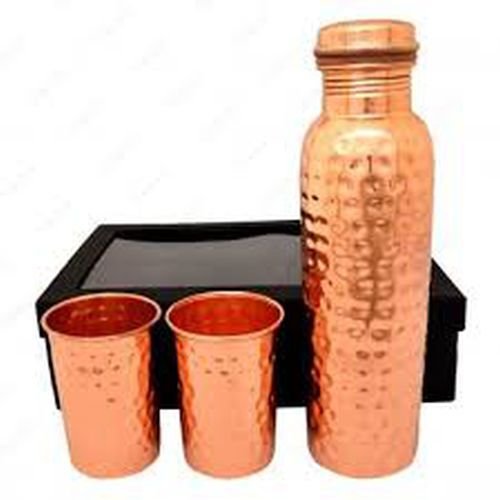 Copper Water Bottle Glass Set
