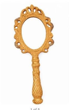 Hand Held Golden Mirror Frame