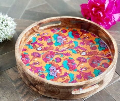 Wooden Round Handle Tray