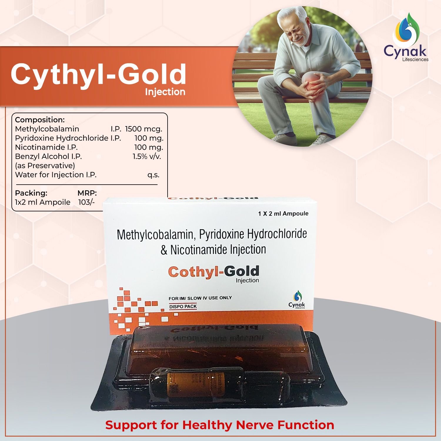 Cothyl Gold Methylcobalamin Niacinamide Pyridoxine HCL Injections