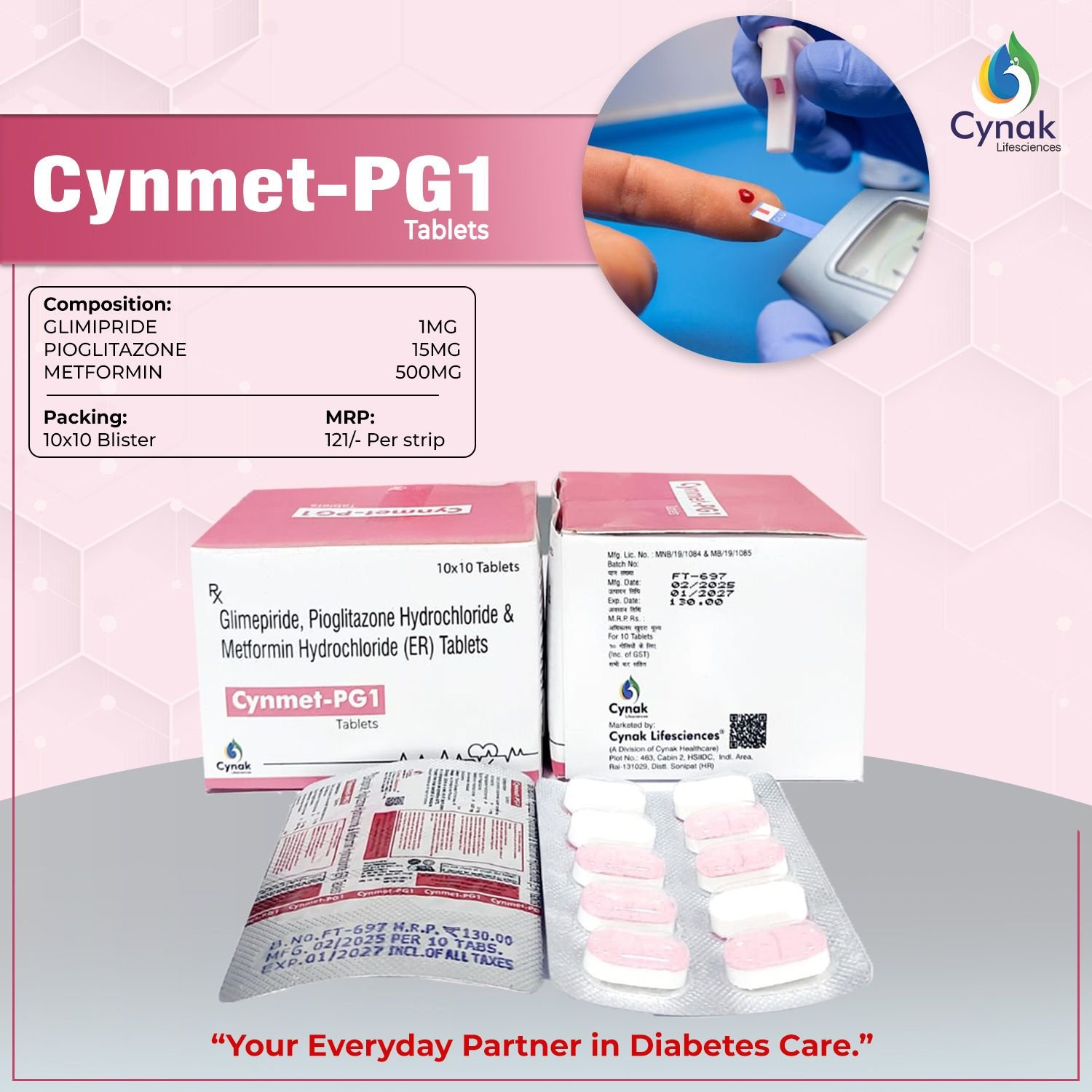 Cynmet G1 Glimepiride Metformin SR Tablets