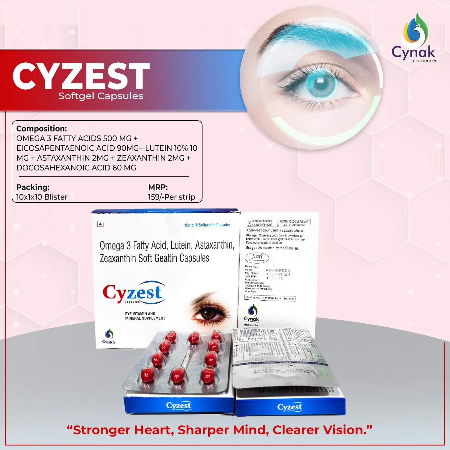 Cyzest Omega 3 Fatty Acids Lutein Astaxanthin Zeaxanthin Soft Gelatin Capsules