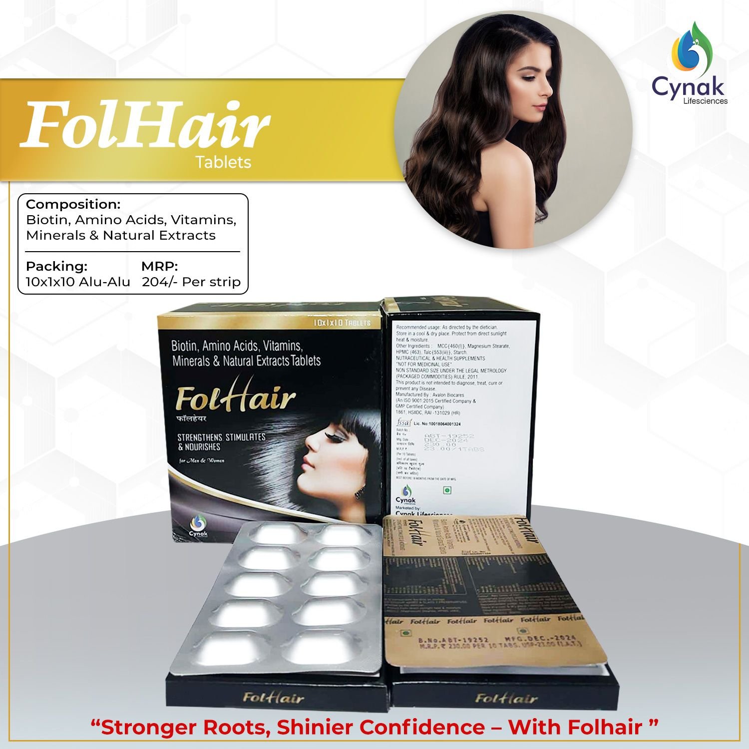 Folhair Biotin Amino Acid Vitamins Minerals Natural Extract Tablets