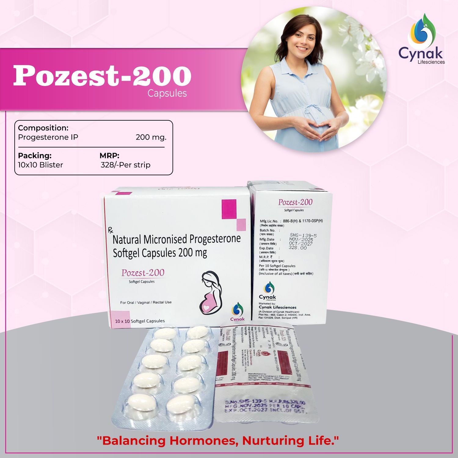Pozest 200mg Natural Micronised Progesterone Softgel Capsules