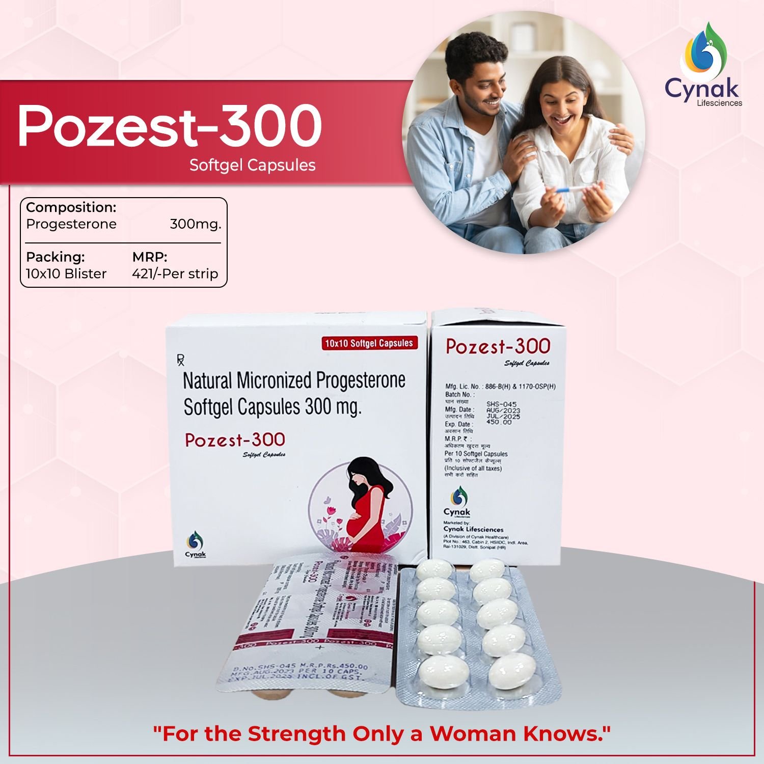 Pozest 300mg Natural Micronised Progesterone Softgel Capsules